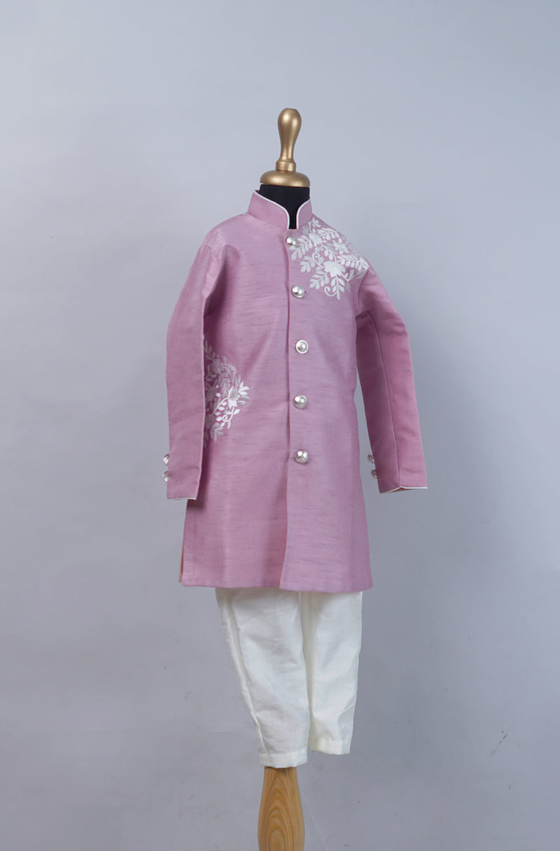 Lavender with Half White Embroidered Work  Boy's Birthday Suits