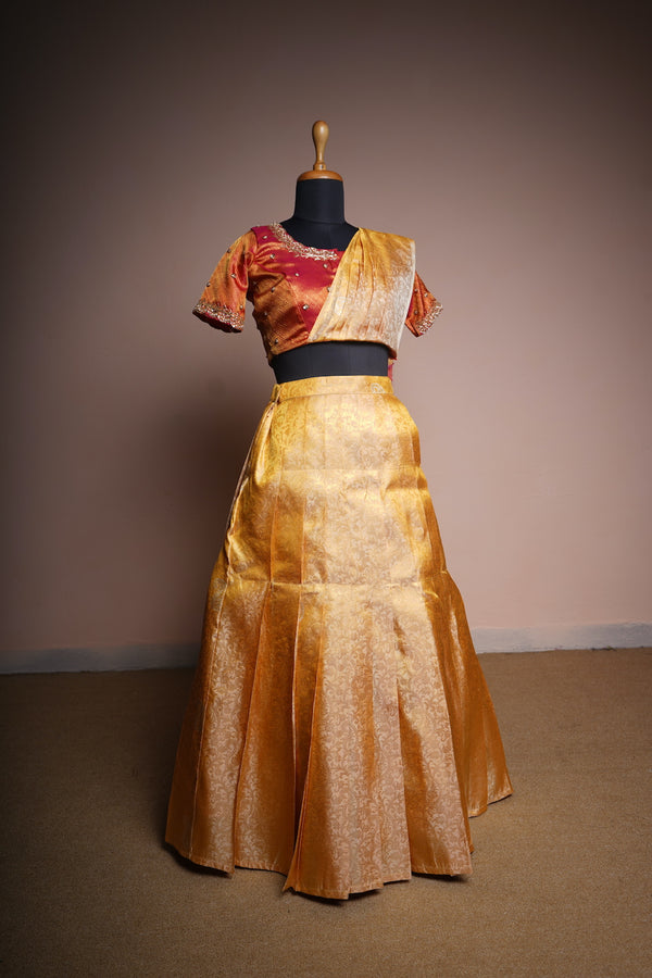 Yellow Pink and Copper Gold with Speacial Embroidery Work in Womens Traditional Wear