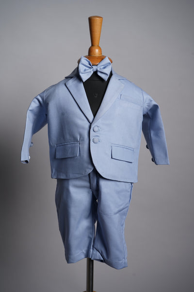Sky Blue Suiting Fabric Kid Birthday Suit