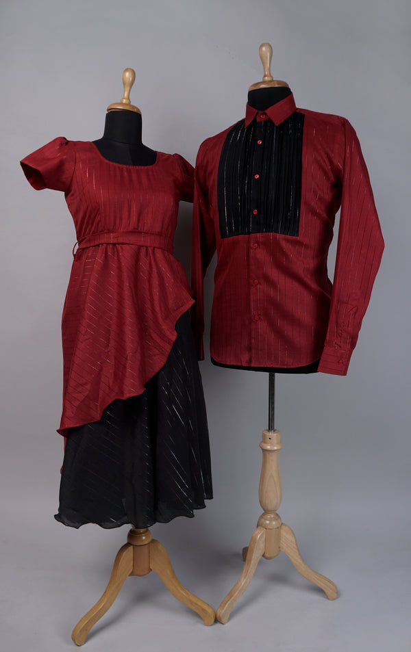 Red with Black  Couple Combo Matching Set