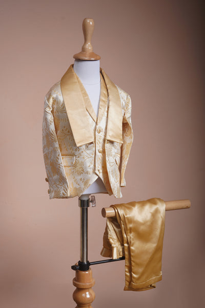 Gold Jaquard and Satin Boy kid Birthday Suits