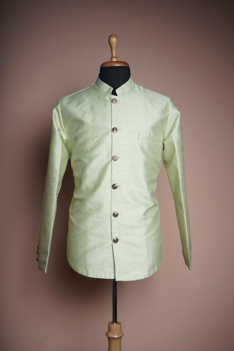 Light Green Rawsilk Mens Suit