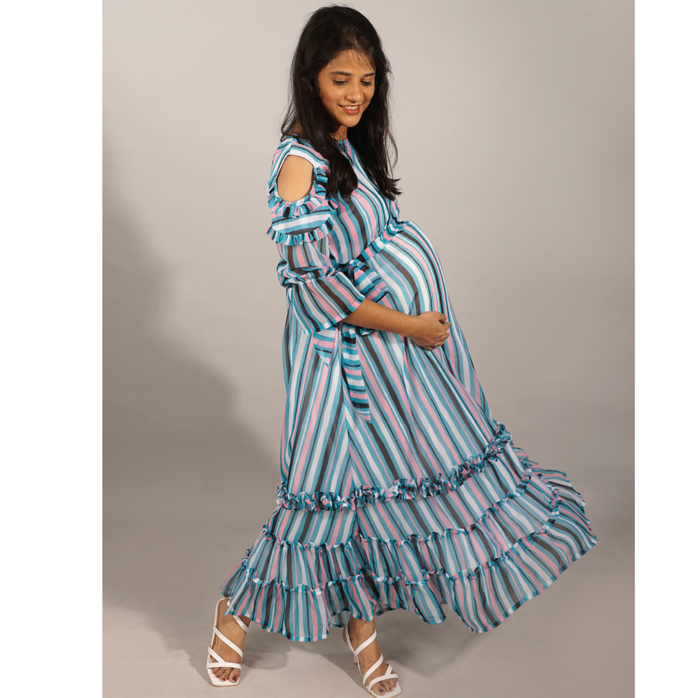 Candy Striped Maternity Photoshoot Gown