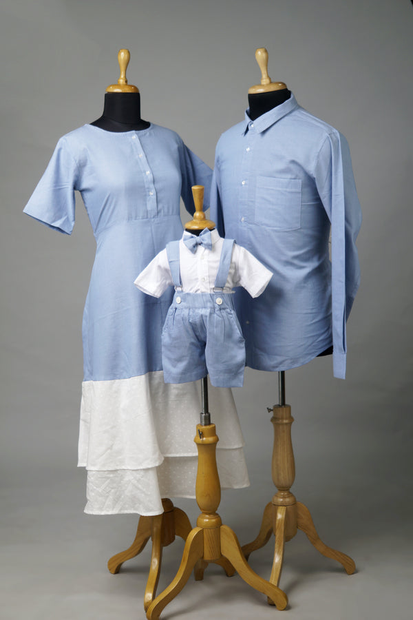 Blue White Family Combo Matching Set