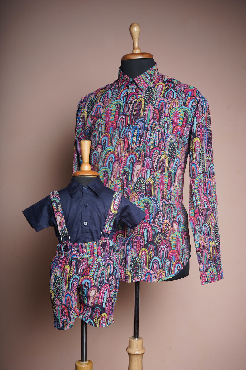 Printed Georgette Carvette Shirt Dad and Son Combo