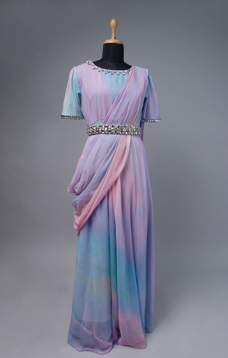 Multicolour Saree Style Dress