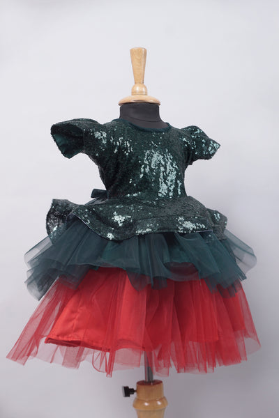 Green with Red Party Girl's Birthday Gowns
