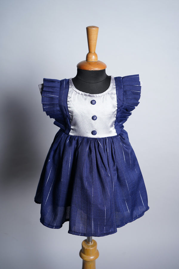 Blue Lurex and Silver Satin Girl Kid Dress