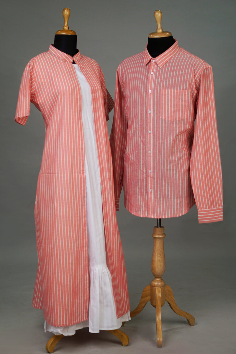 Pink Striped Couple Combo Matching Set
