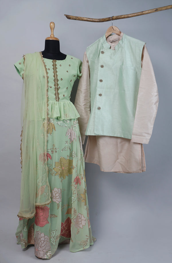 Mint Green with Sandal Grand Couple Combo Matching Set