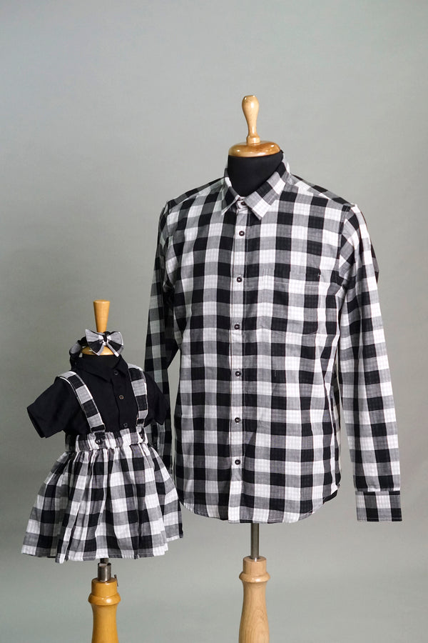 Black and White Checked Dad & Daughter Combo