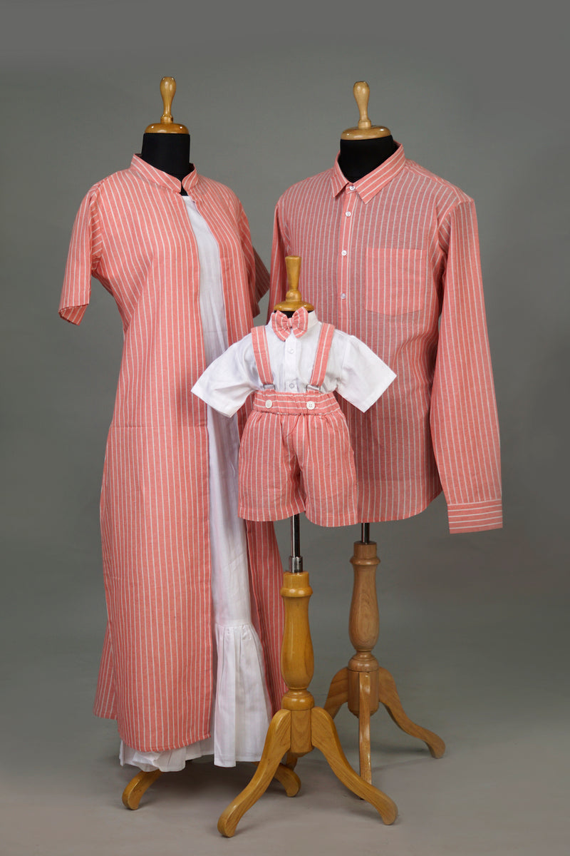 Pink Striped Family Combo Matching Set