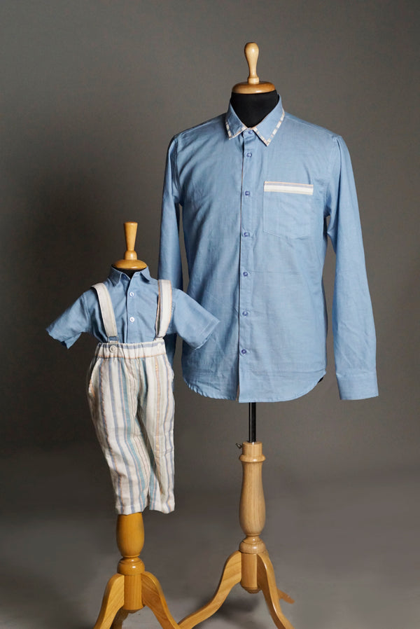 Sky Blue with Half White Dad & Son Combo