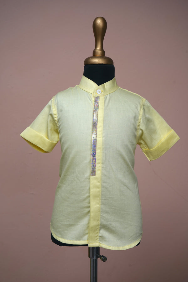 Pastel Yellow Embellished Shirt