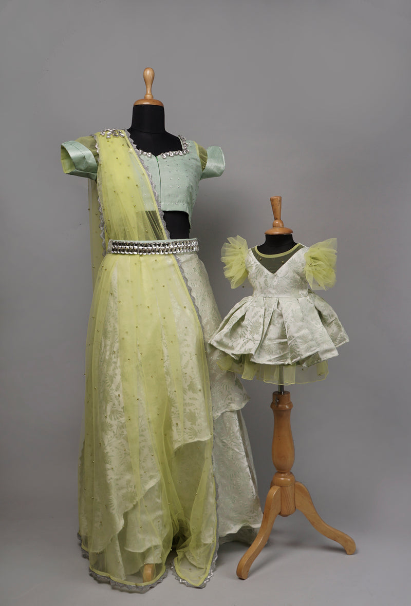 Lime Green Grand Mom and Daughter Combo Matching Set