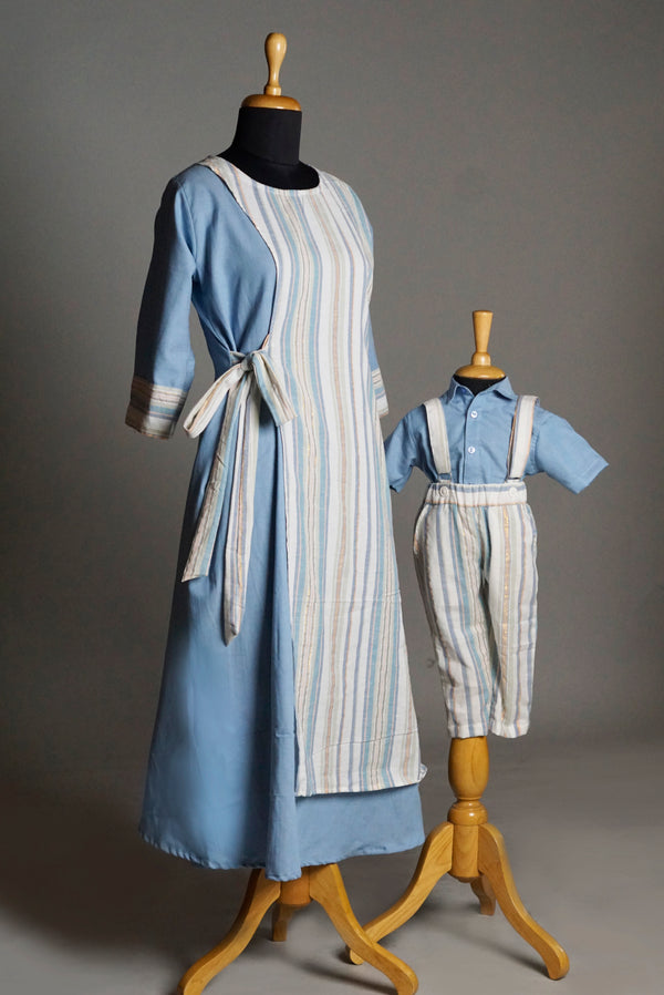 Sky Blue with Half White Mom & Son Combo