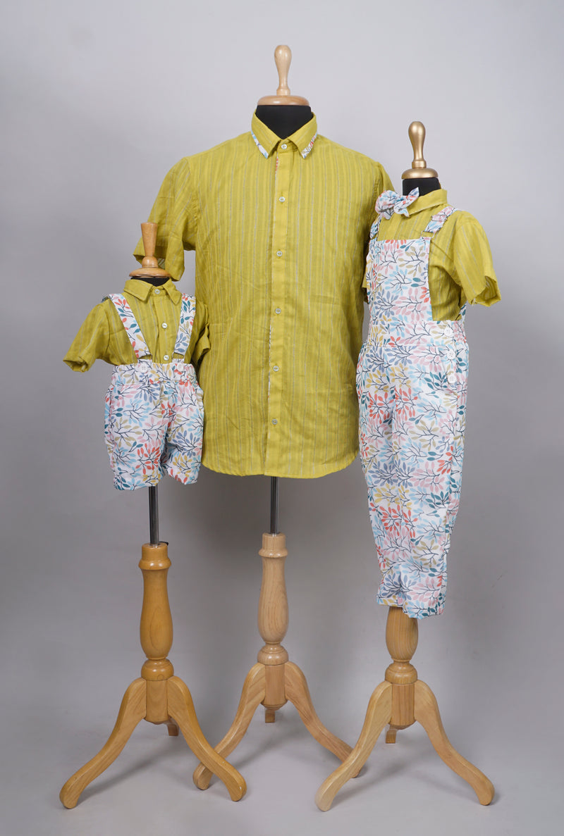 Lime Green with Georgette Dad and Son Combo Matching Set