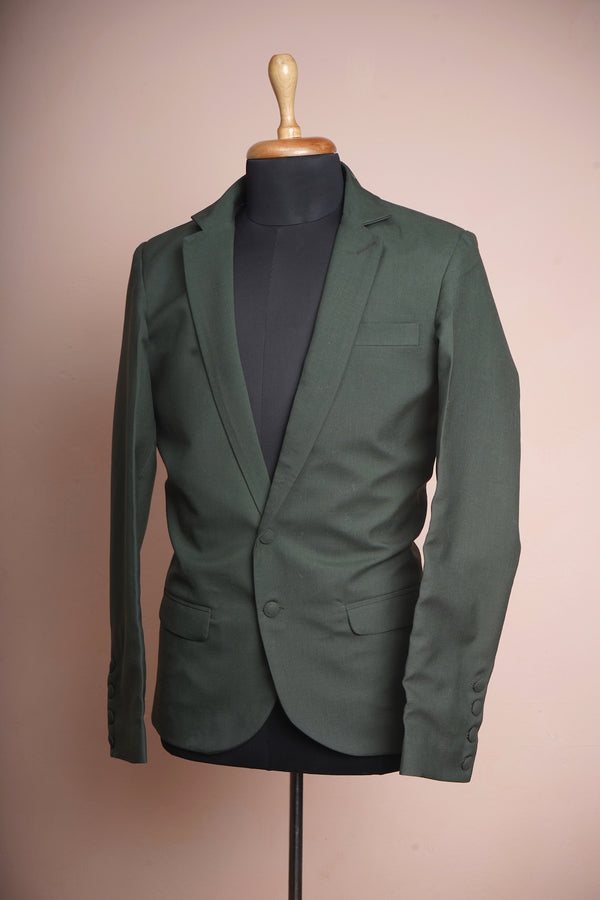 Bottle Green Suiting Fabric Mens Suit