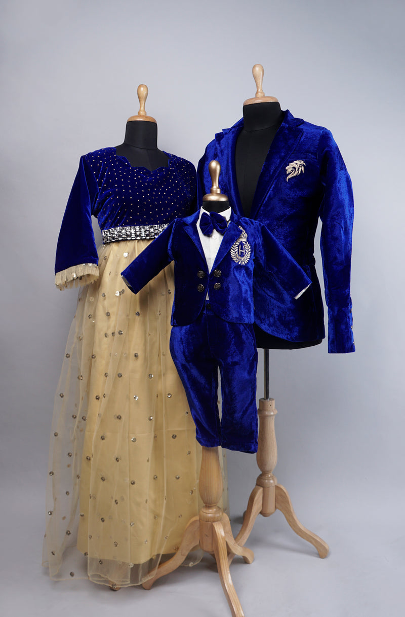 Royal Blue with Gold Family Combo Matching Set