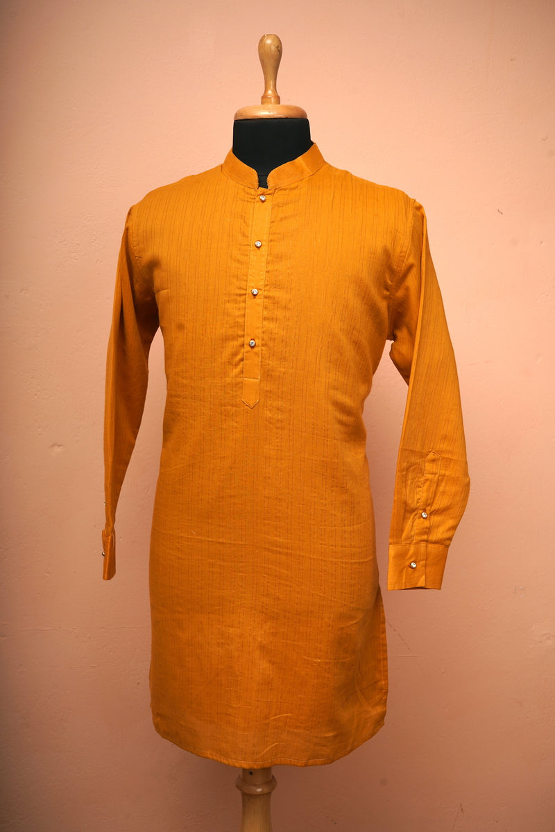 Mustard Lurex Men's Kurtha
