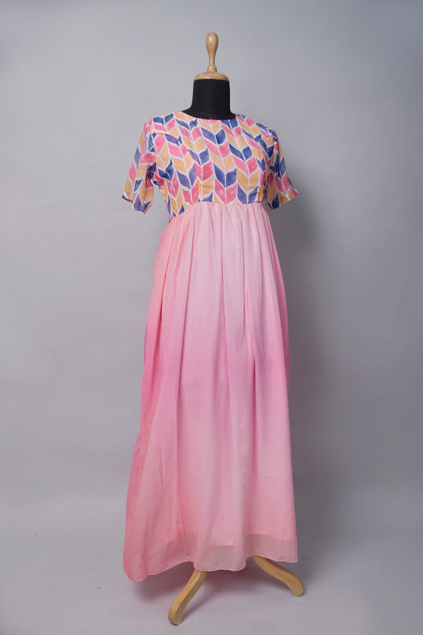 Pink Georgette Printed Women Dress