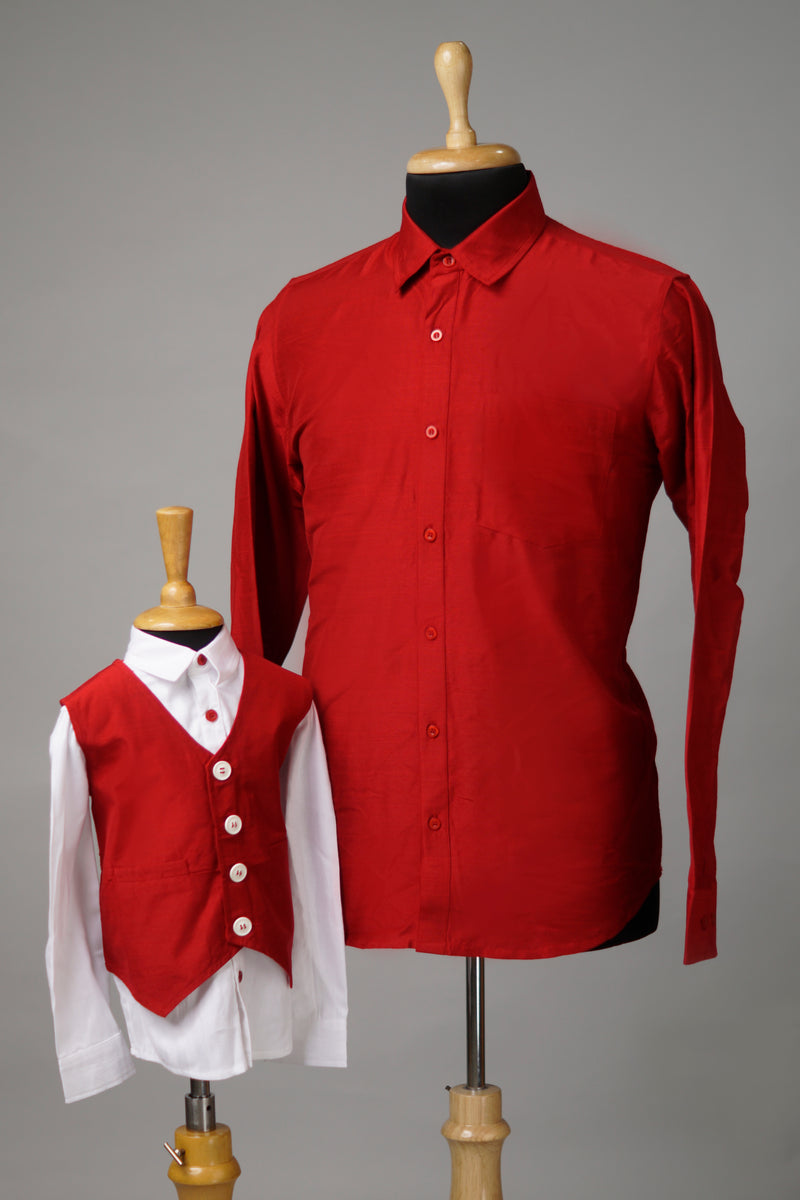 Red Brasso Dad & Son Combo Matching Set