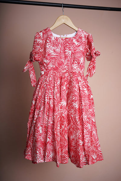 Red Leaf Design Girl kid Frock