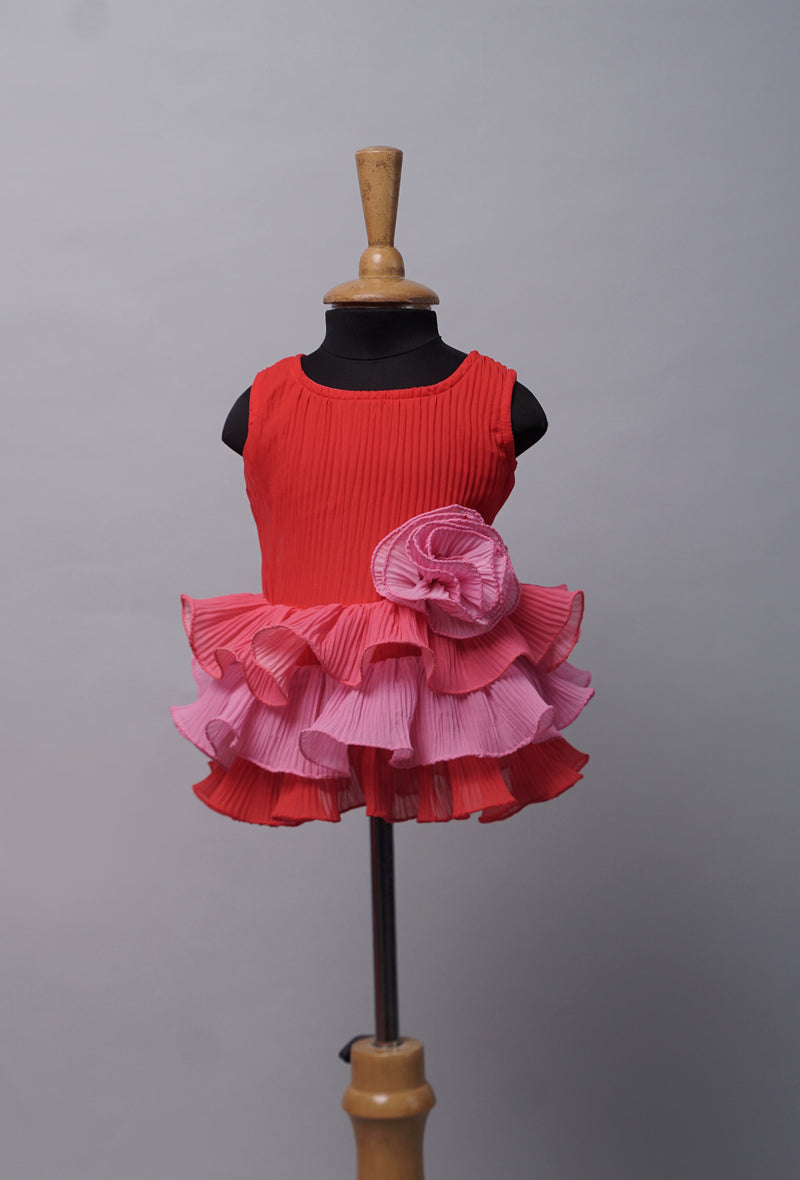 Red with Pink Girl Kid Custom Made Clothing
