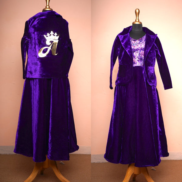 Violet Velvette Foil worked Party Wear