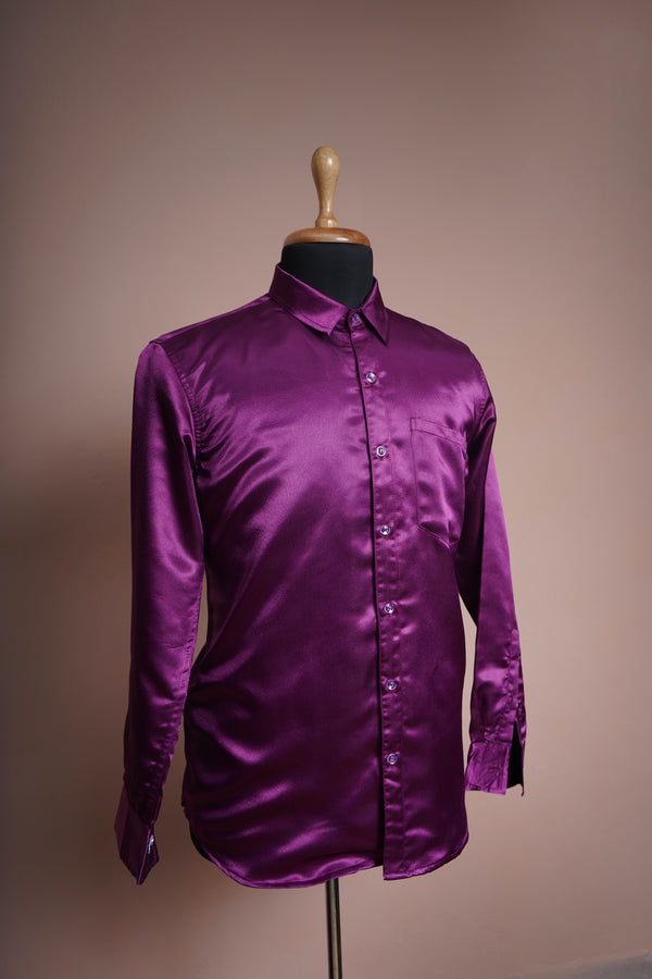 Purple Satin Mens Shirt