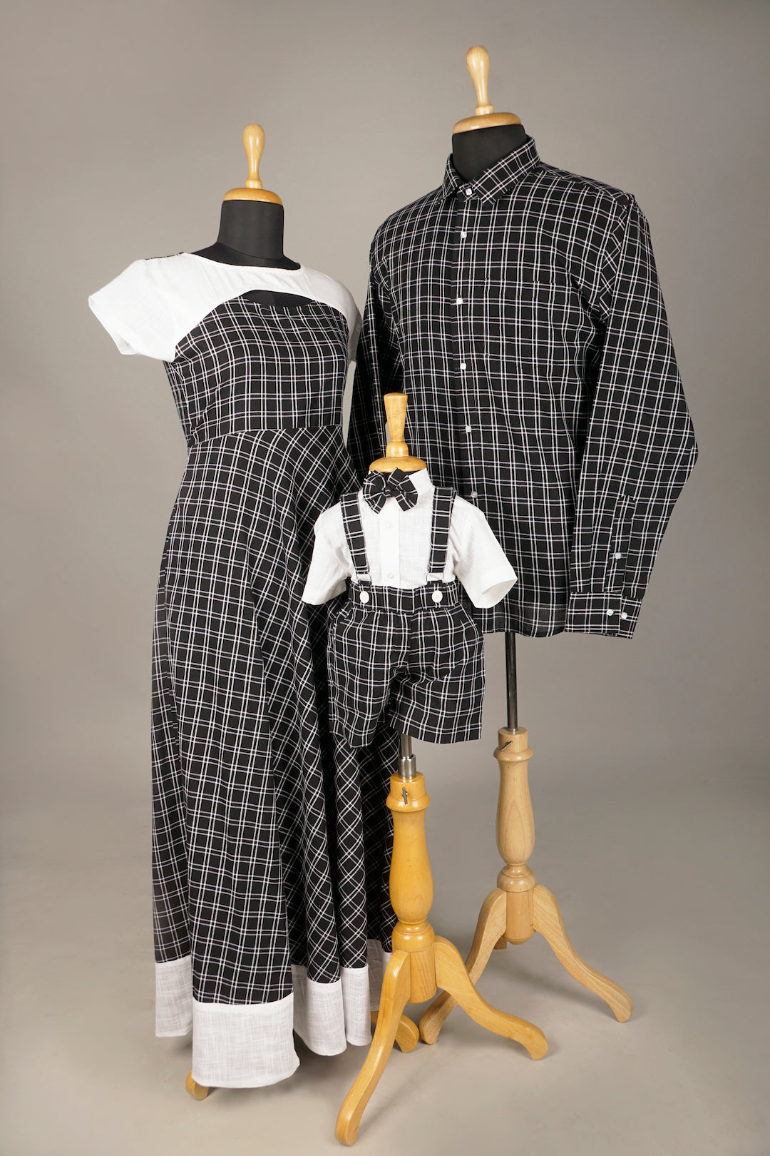 Buy Black & White Checkered Matching Family Outfit Set | Anveshana Clothing