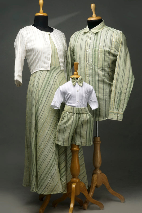 Pale Green Lurex Family Combo Matching Set