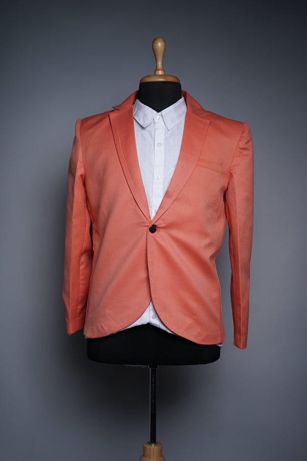 Orange suiting fabric with white cotton shirt Mens suit