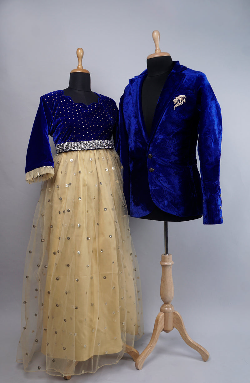 Royal Blue with Gold Couple Combo Matching Set