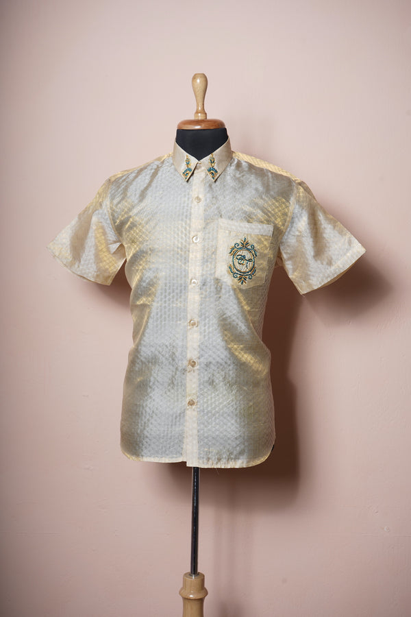 Mugurtham Shirt with Speacial Embroidery work in Mens Shirt