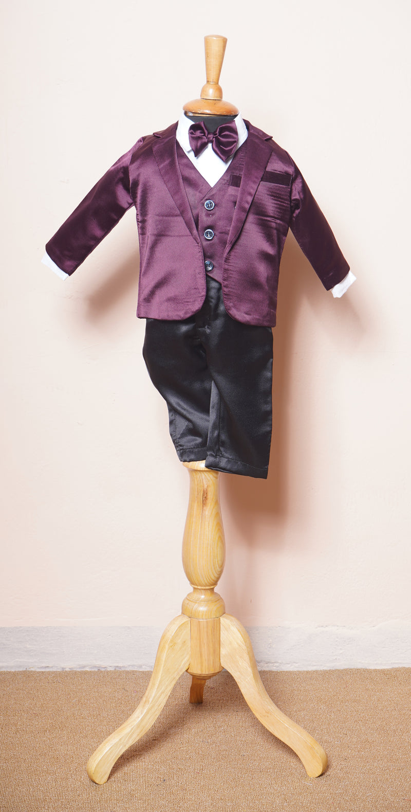 Purple and Black Satin Boy kid Birthday Blazer Set