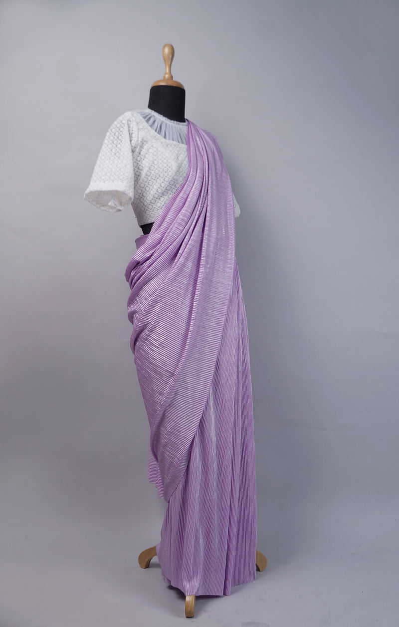Lavender Saree with White Blouse