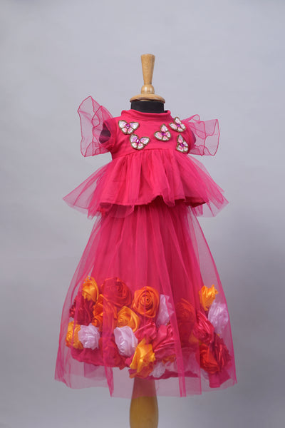 Butterfly theme Embroidred Kid Birthday Dress