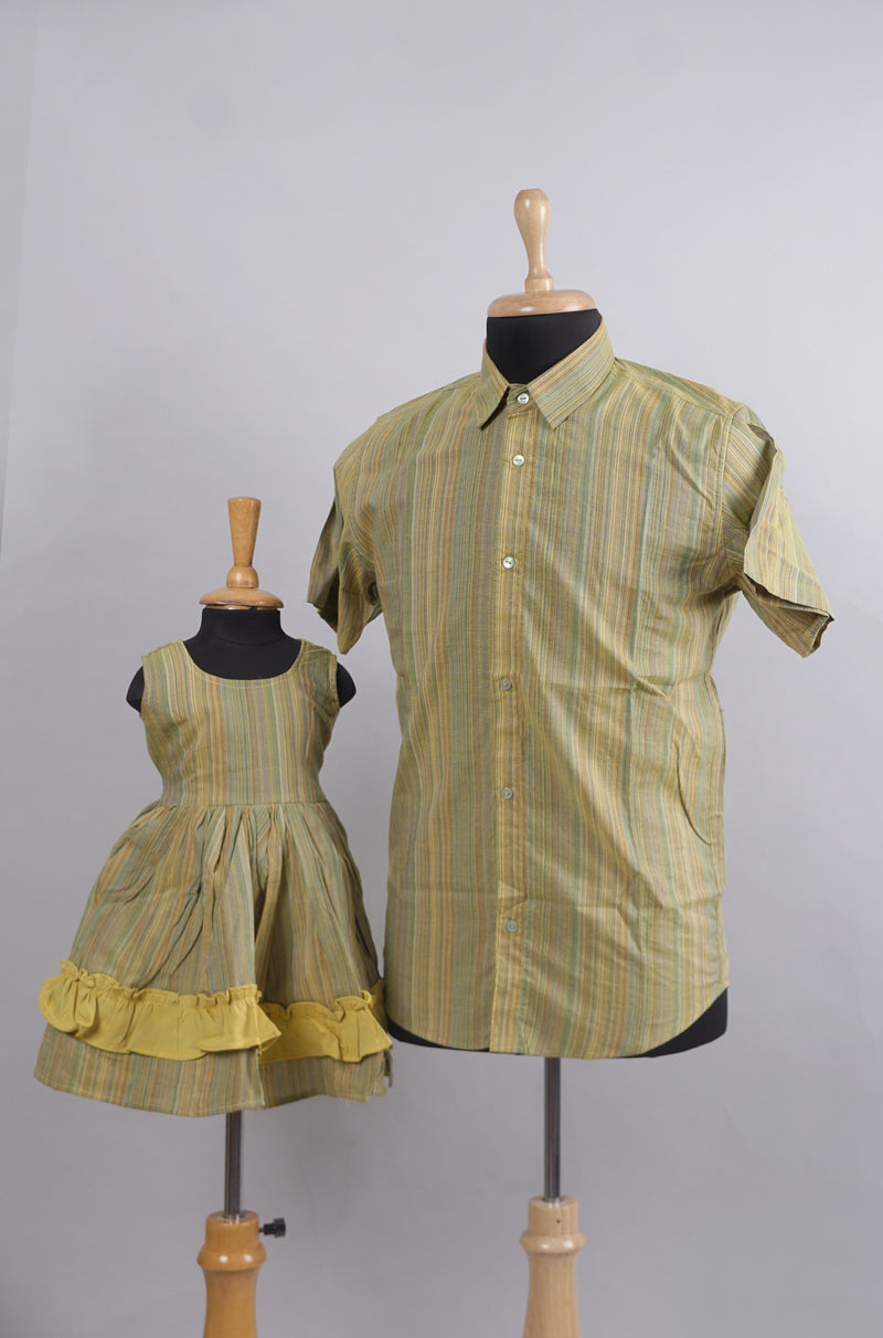 Multicolour Causal Dad and Daughter Combo Matching Set