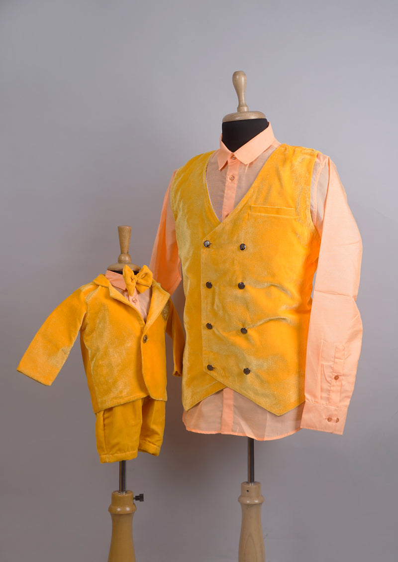 Yellow with Orange Functional Dad and Son Combo Matching Set