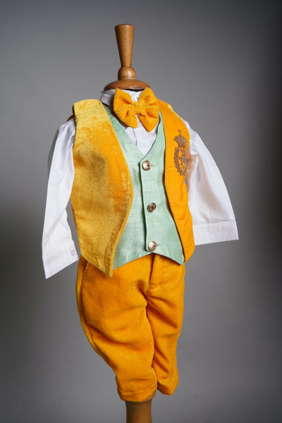Velvet and Rawsilk with Crown embroidery work in Kid Dress