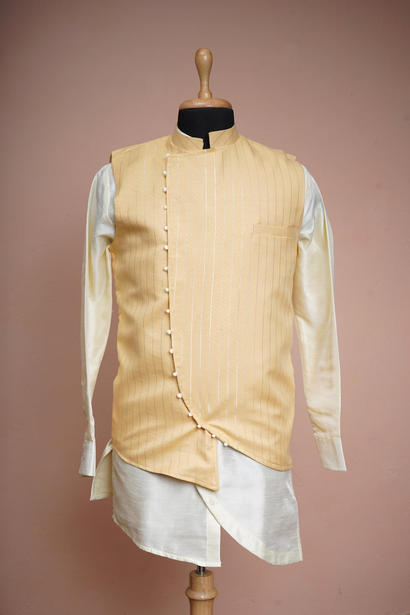 Sandal Lurex and Half White Rawsilk Mens Suits