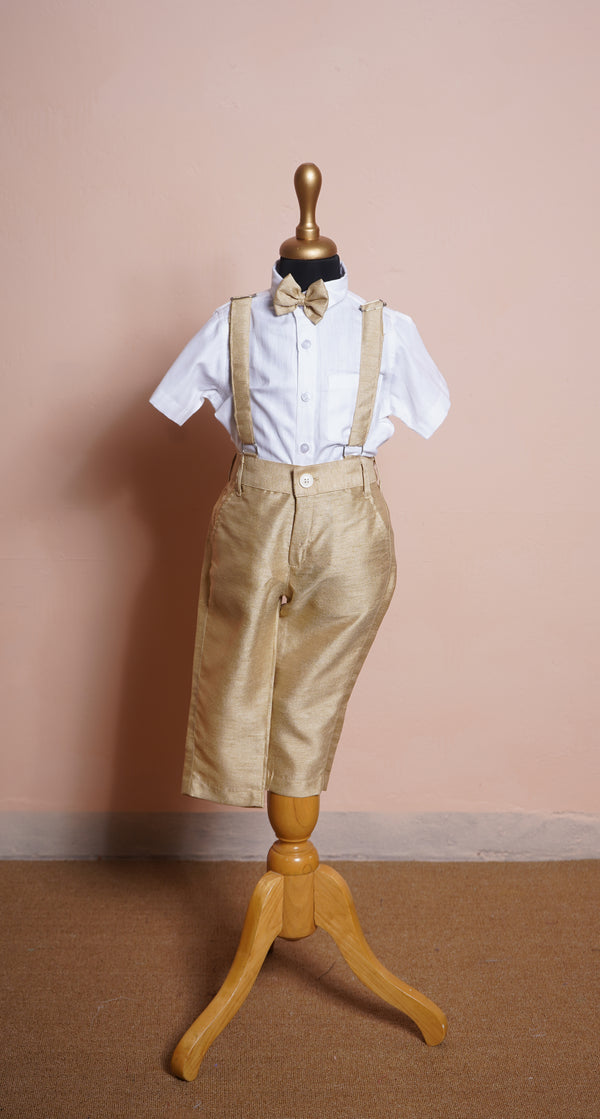 Gold Rawsilk and White shirt Boy kid Birthday Dress