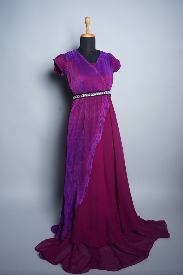 Violet and purple with Stone belt Women Dress