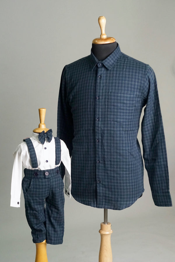 Blue Checked Dad & Son Combo Matching Set