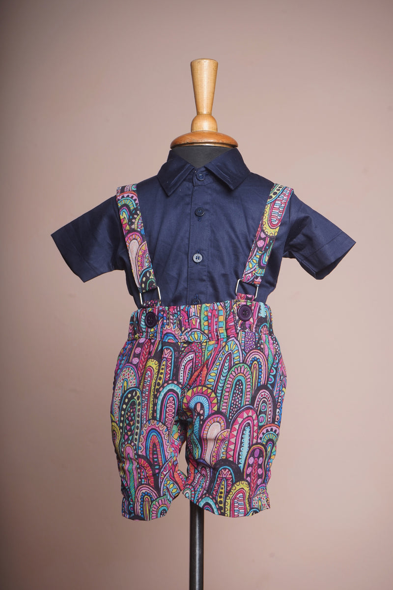 Printed Georgette and Carvette Shirt Boy kid Birthday Dress