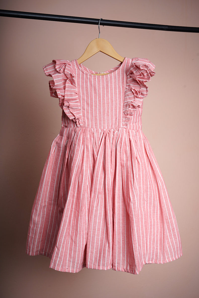 Pink Striped Girl kid Cotton Frock