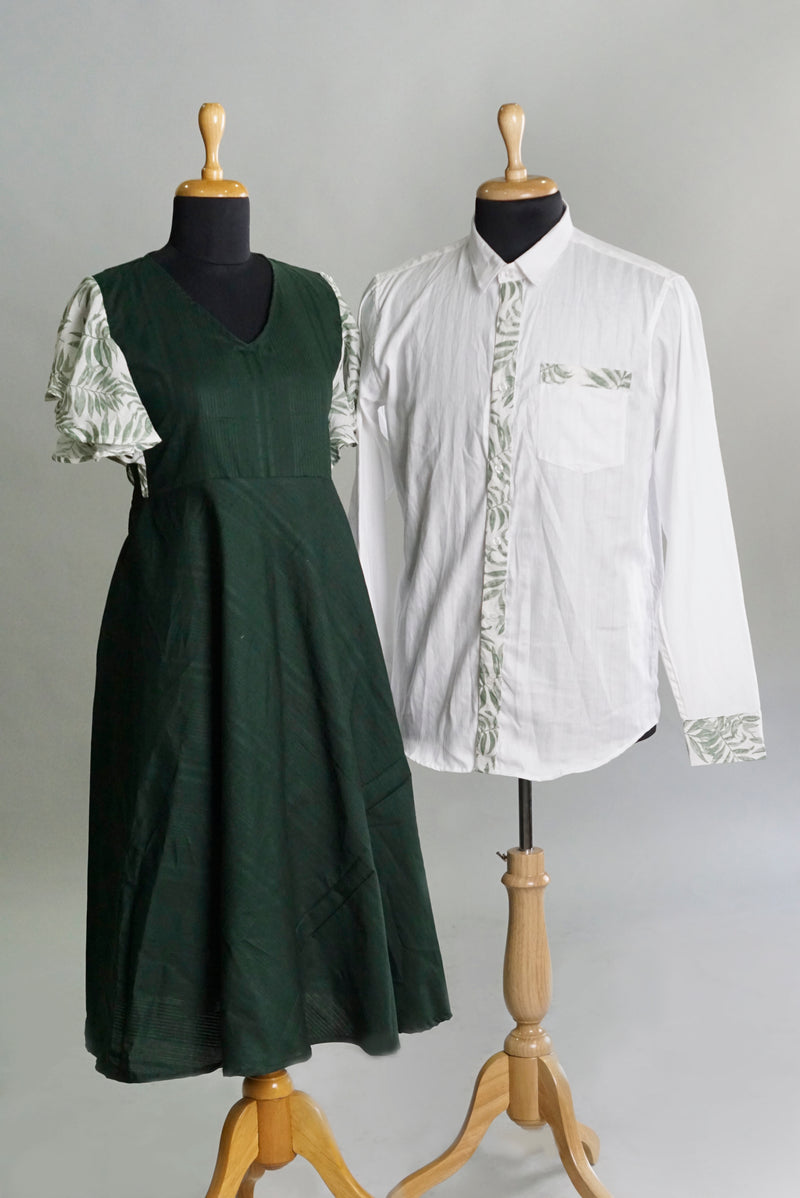 Green Georgette Couple Combo Matching Set