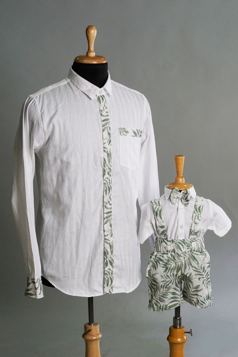 Green Georgette Dad & Son Combo Matching Set