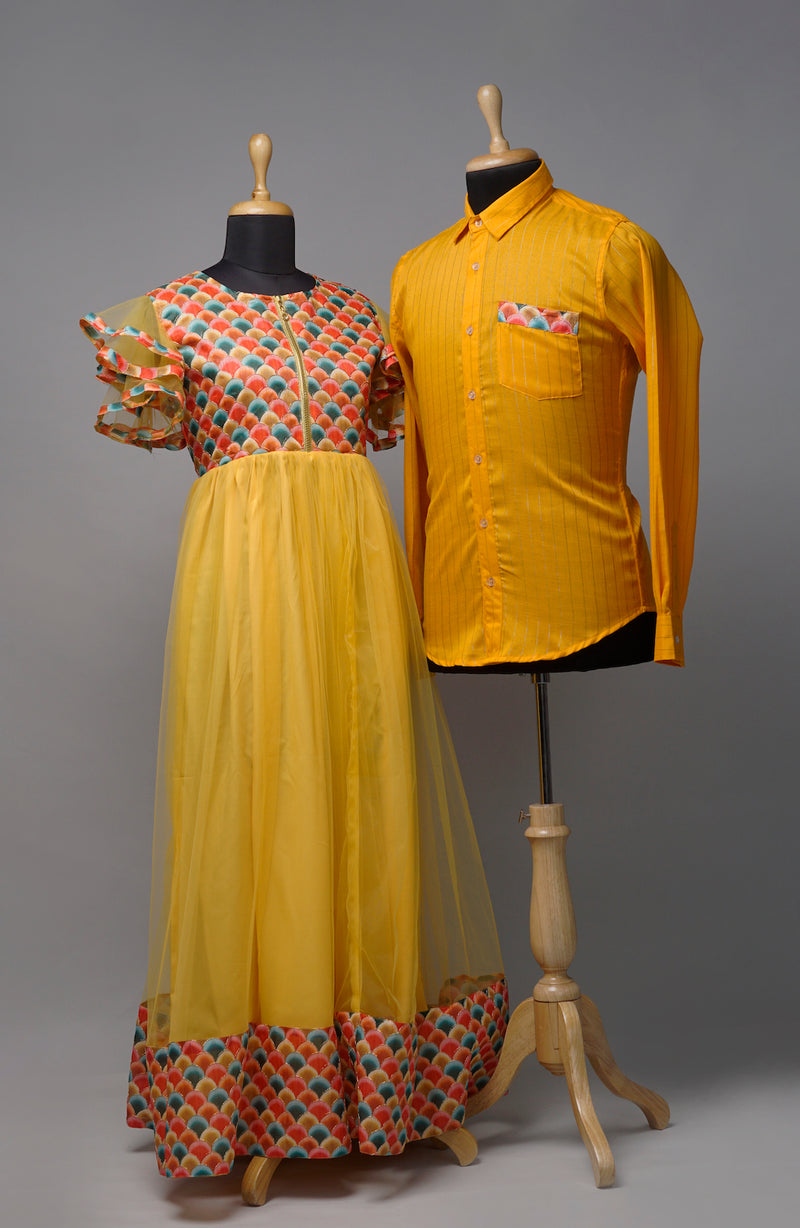 Yellow Matching Set Yellow Theme Couple Combo Matching Set – Anveshana Clothing